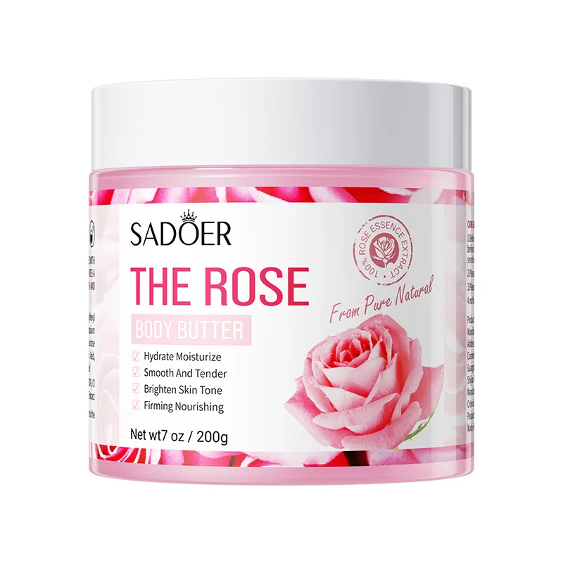 SADOER Plant Brighten Whitening Body Cream Avocado Oil Rose Butter Moisturizing Nourishing Tender Body Butter 200g