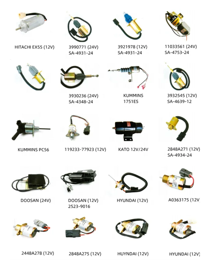 Flameout Solenoid 12V 3932529 SA-4756-12 Shut Off Solenoid for 6BT 4BT 5.9L Excavator Stop Switch