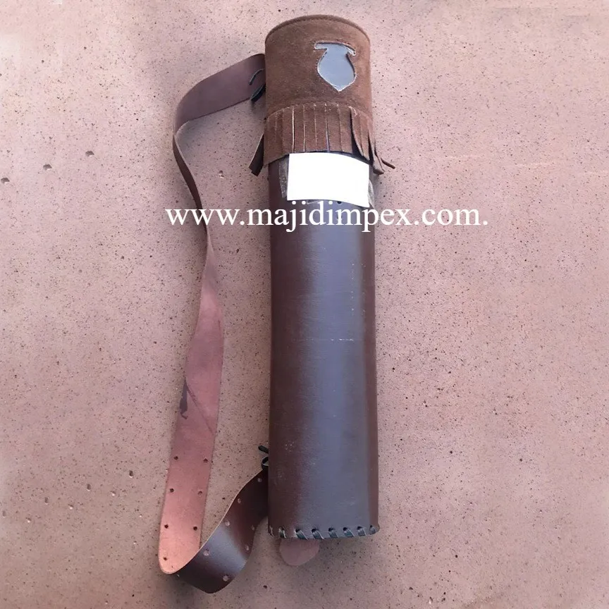 New Traditional Genuine Leather Archery Back Arrow Quiver Hunting Pouch Belt Bag