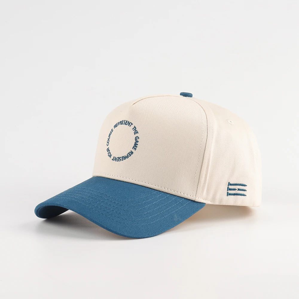 Custom High Quality 5 Panel 100% Cotton Twill  Baseball Cap With Embroidery Logo Two Tone baseball Hats for Men and Women