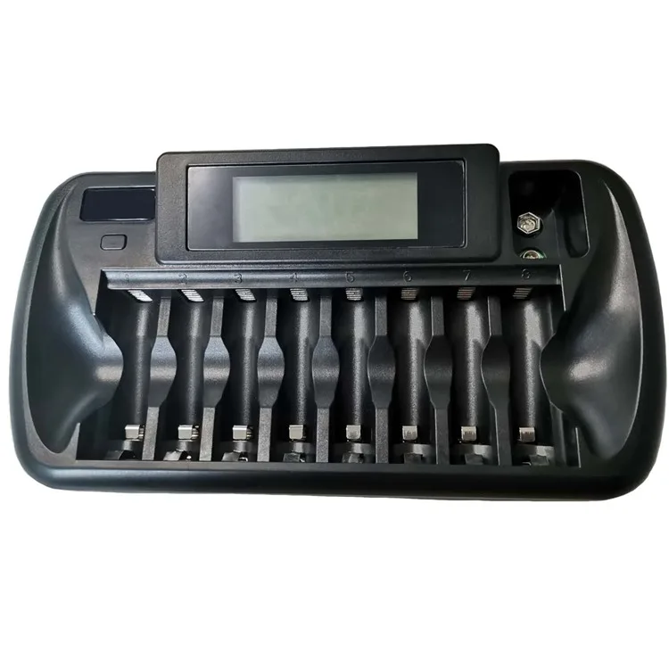8 Slots AC Battery Charger for 8 Pieces Ni-MH Batteries with Short-circuit Protection