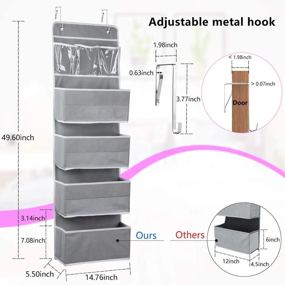 Door Hanging Organizer Closet Cabinet Baby Storage with 4 Large Pockets and 3 Small PVC Pockets for Cosmetics,Toys,Nursery