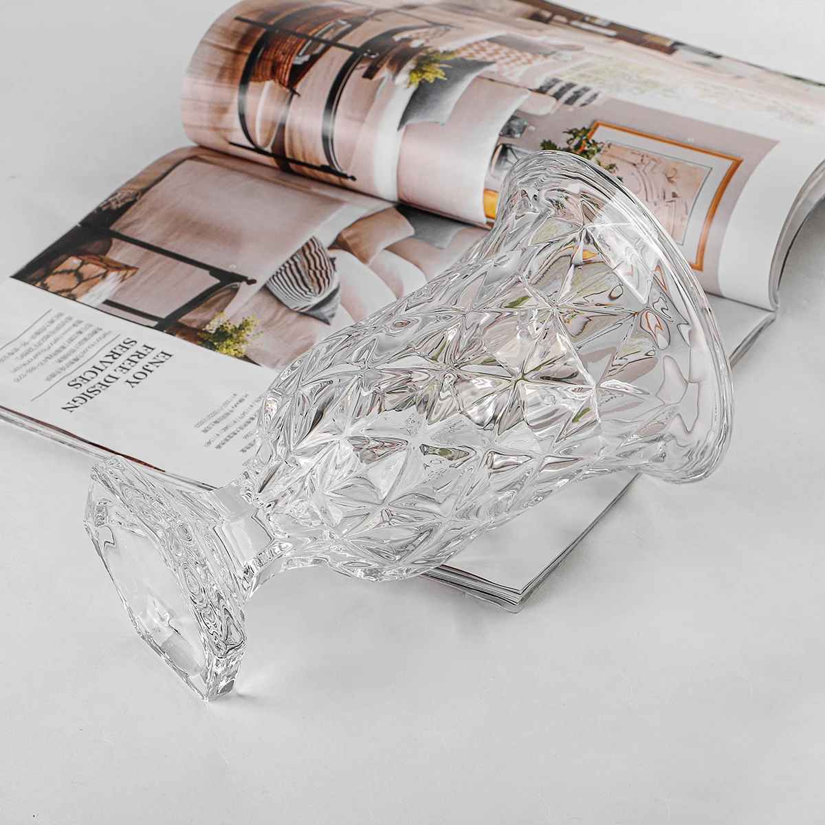 China Supplier Thicken Crystal Aesthetic Regular MouthDecror Clear household Wide Mouth wedding vases centerpieces decoration