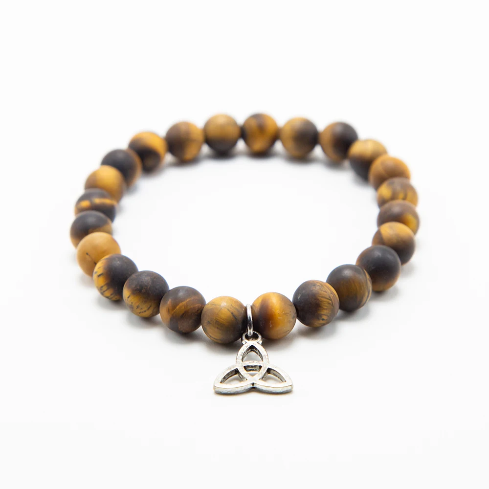 Bestone 8mm Gemstone Beads Bracelet  Natural Stone Bracelet with Charm