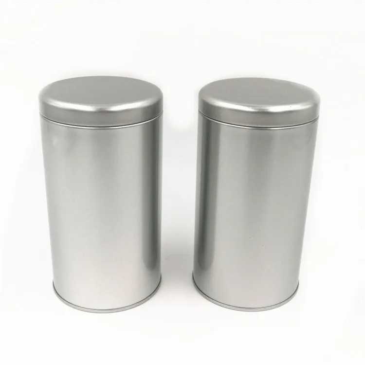 Short Tall Round Cylinder Silver Airtight Metal Container Coffee Bean Tea Canister Empty Tin Cans