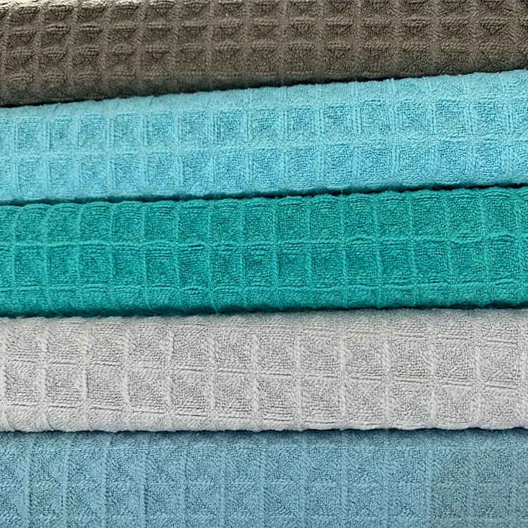 Factory Direct Sales Plain Dyed Polyester Microfiber Big Waffle Cloth Weaving Towel Fabric