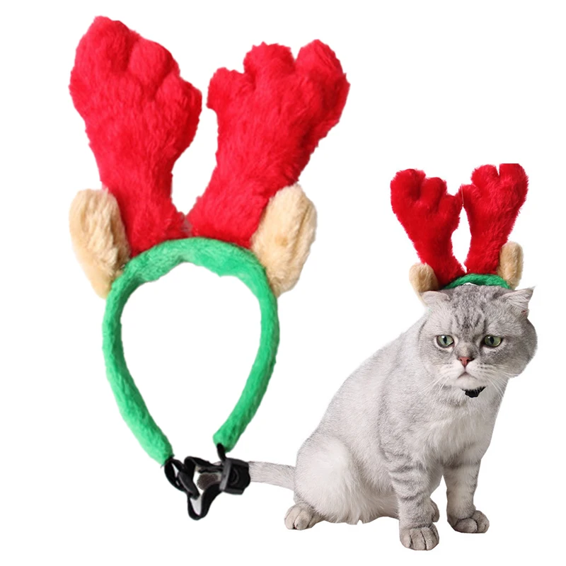 Cute Reindeer Antlers Dog Hair Bows Funny & Sweet Ins Style Hair Ornaments Big Dogs Pet Christmas Accessories-Made Cloth Plush