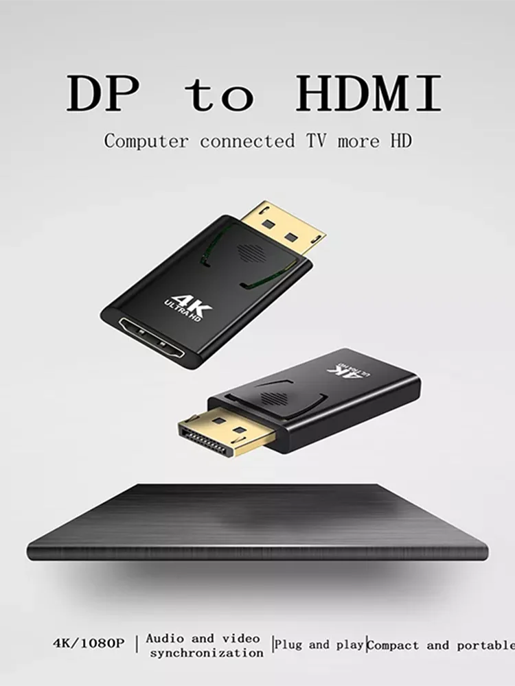 Veggieg Hot Selling Dp To Hdmi Adapter 4k Male To Female Converter Head For hdtv Display Port