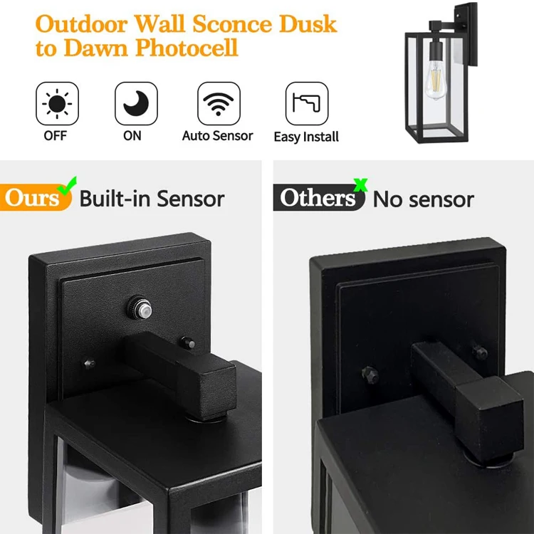 Aluminum outdoor waterproof modern decorative wall light IP65 Glass diffuser