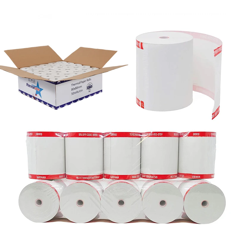 58mm 57x30 custom thermal fax coreless paper roll 80x80mm 55gsm 36-in till rolls price for printer