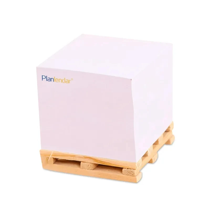 FOCUS New Style Custom Promotional Gift Giveaway Memo Pad Sticky Notes Memo Paper Cube with Wooden Pallet