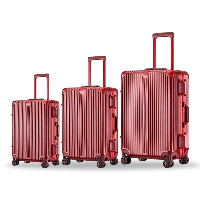 Aluminum frame luggage 20 24 28' 3pcs a set Suitcase for business for travel luggage bag suitable for international shipping