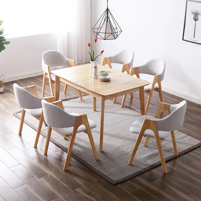 Top selling wood dining table and chairs 6 seats kitchen table sets