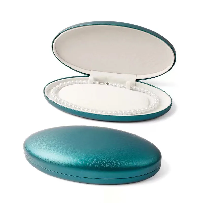Ready to ship Pearl Box PU Leather Jewelry Storage Oval Shaped Pearl Packaging