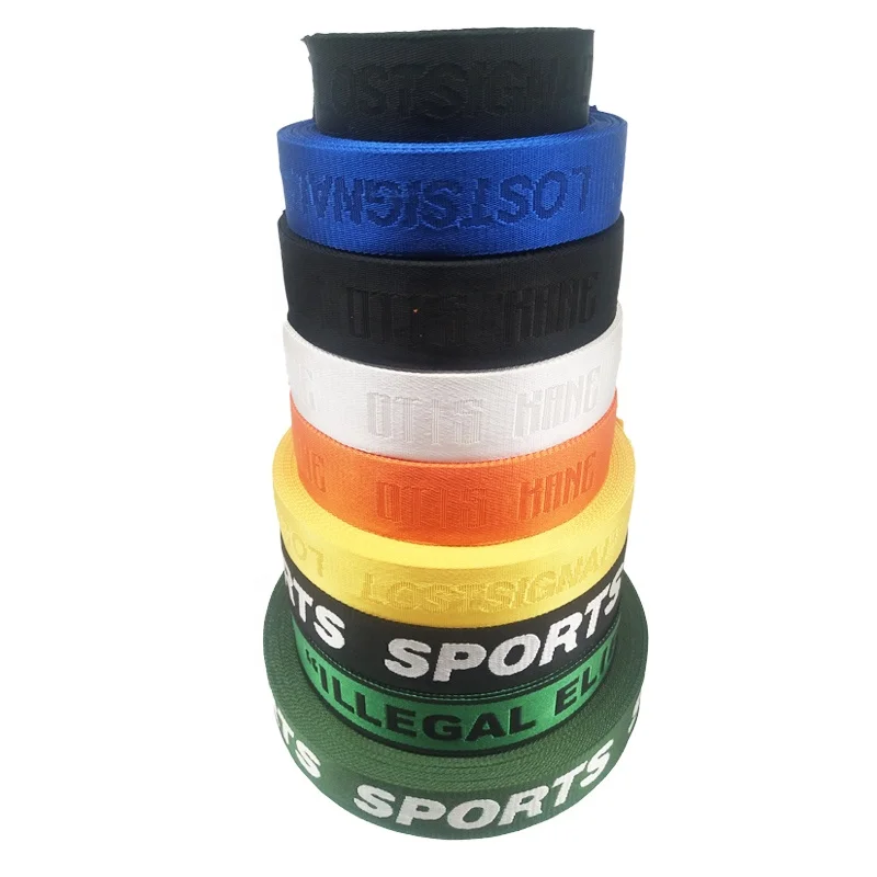 Small Moq 38MM Customized Fashion Logo Woven Jacquard Polyester Nylon Waterproof Webbing Strap For Handle Backpack Bags