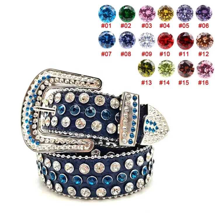 Custom Logo Ladies Bling Women Men Crystal Western Wide Shiny Diamond Matching Jeans Leather Studded Waist Rhinestone Belt