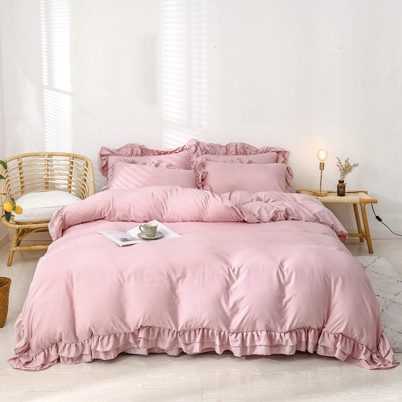 Dericsson Double Ruffled Bed Linen Four Sets Wholesale Bed Skirt Sheet Set Bed Sheet for Houses