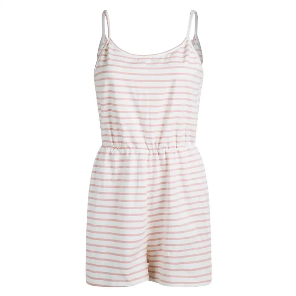 
Women clothes Casual home sleep wear set and lounge custom cotton striped sling jumpsuit shorts 