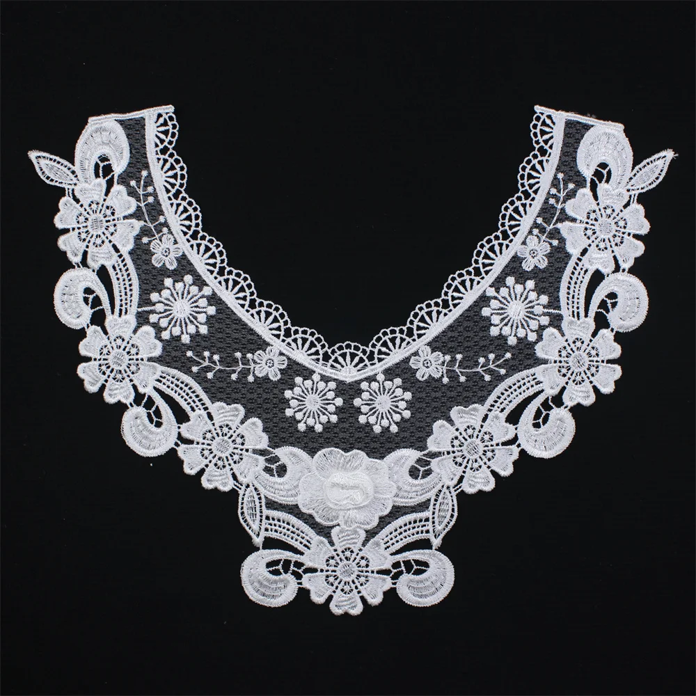 Apparel Accessory Polyester Applique Trim Neckline Neck Fabric Braid Flower Neck Collar Lace Embroidery
