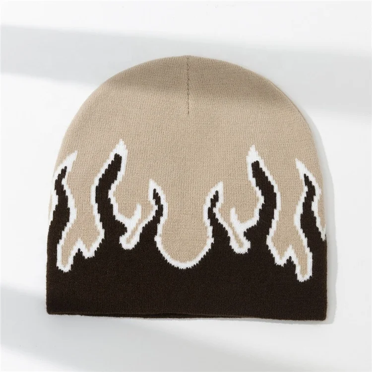 Adult Knitted Flame Pattern Hat Cute Students Outdoor Cycling Skiing Hat Lovely Cold Winter Keep Warm Hat for Couple