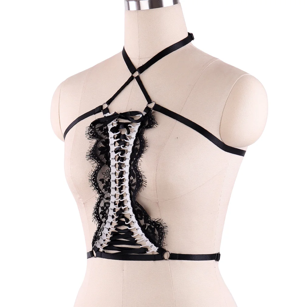 Extreme Hot Women Mature Sexy Lace Strap Underwear Rave Dance Costume Top Body Wire Harness