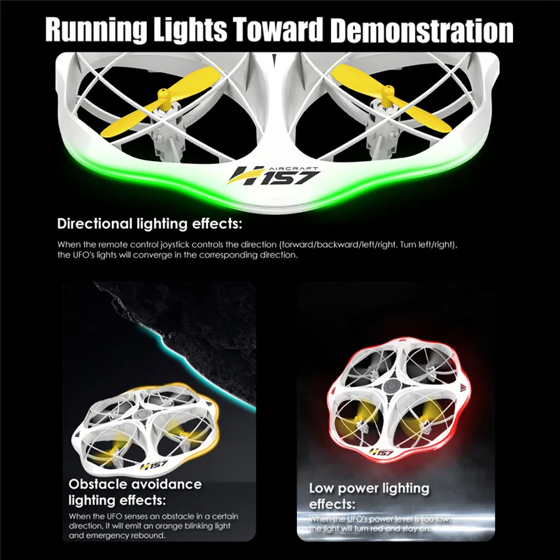 Bemay Toy 2.4GHz LED RC Flying  UFO, Optical Avoidance Flying Quadcopter, RC Drone Toy for Kids