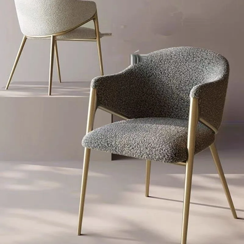 Italian light luxury dining chair home modern minimalist designer wool lamb hotel villa restaurant high-end leisure chair