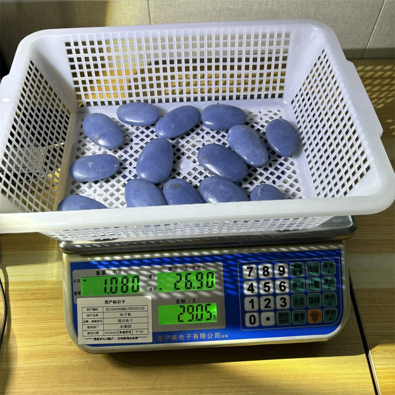 High Quality Hand Carved Crystal Natural Healing Gemstone Angelite Palm Stone For Gift