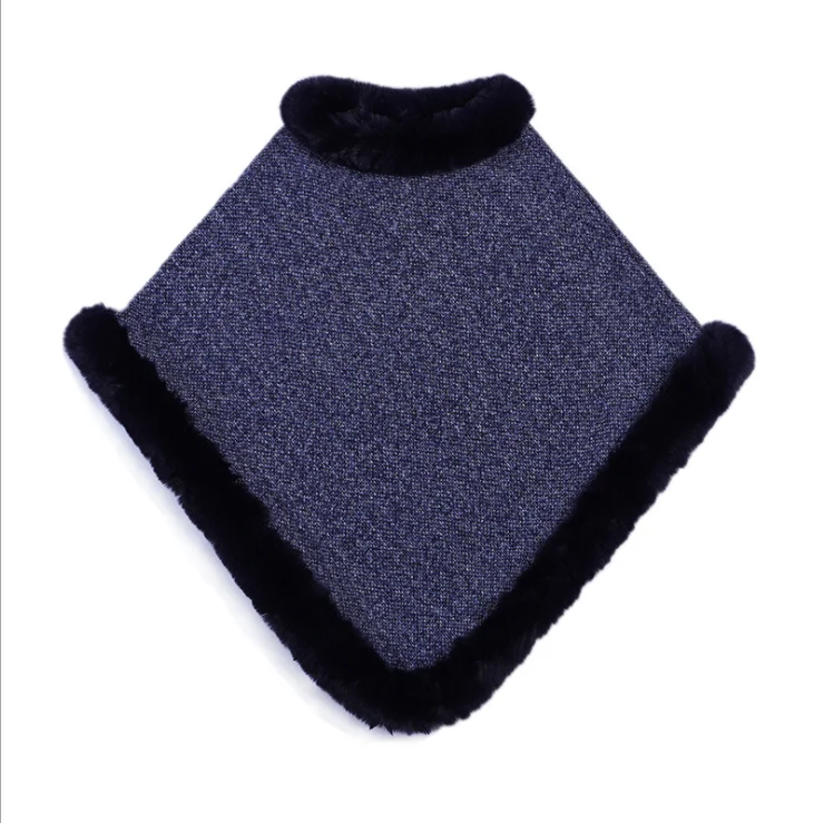 Lady Fur Poncho Real Rabbit Fur Shawl Women New Fashion Cape