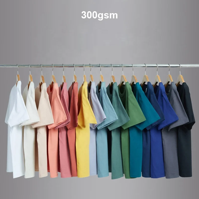 Chinese Factory Heavyweight T-Shirt Blank Round Neck Men 300 Gsm Tshirt Unisex Quality T Shirts Cotton Thick