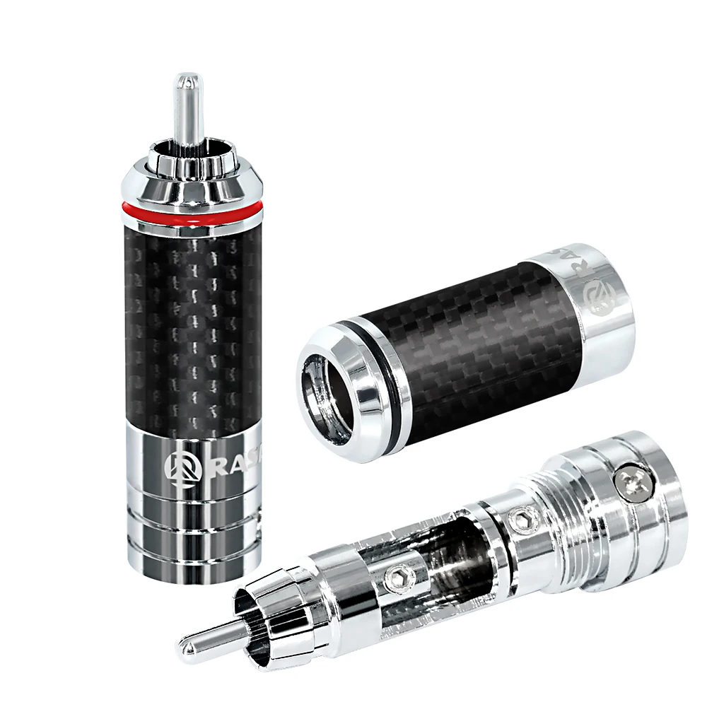RASANTEK OEM родиевый медный корпус из углеродного волокна 9 мм RCA разъем для Аудио Видео AV Коаксиальный