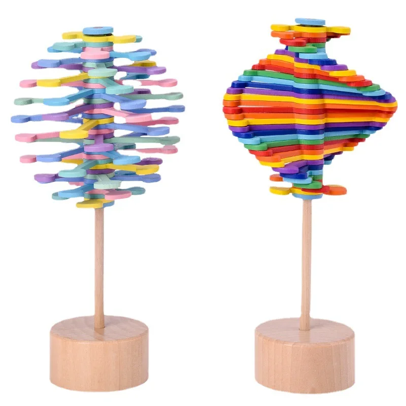 
Wooden Rotating Lollipop Magic wand Stress Relief Toy Fidget Spinner Creative Art Decoration Hand Spinner Toys 