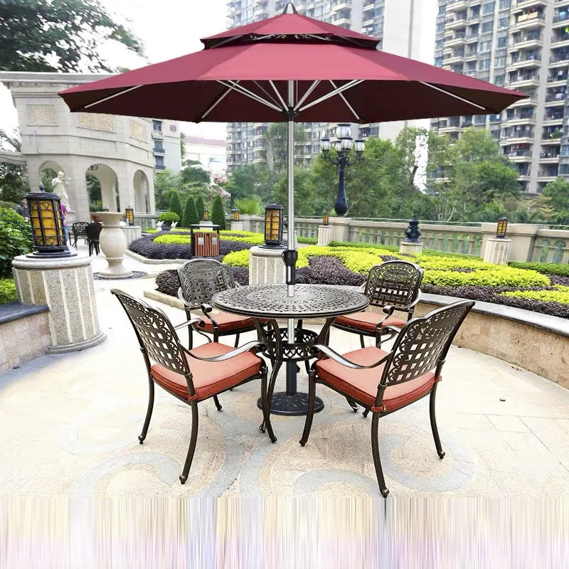 Outdoor Table and Chair Cast Aluminum Courtyard Balcony Furniture Combination Three-piece Set European Style  Garden Casu