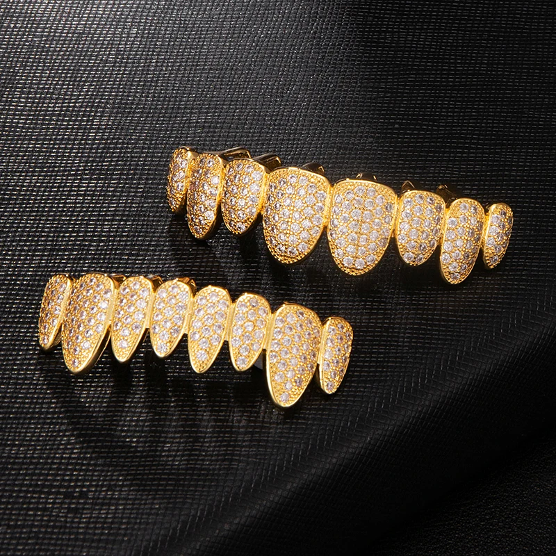  Iced Out полностью вымощенные шикарные камни из кубического циркония Grillz CZ бриллианты грили мужские Рэппер Роскошные Хип-хоп ювелирные