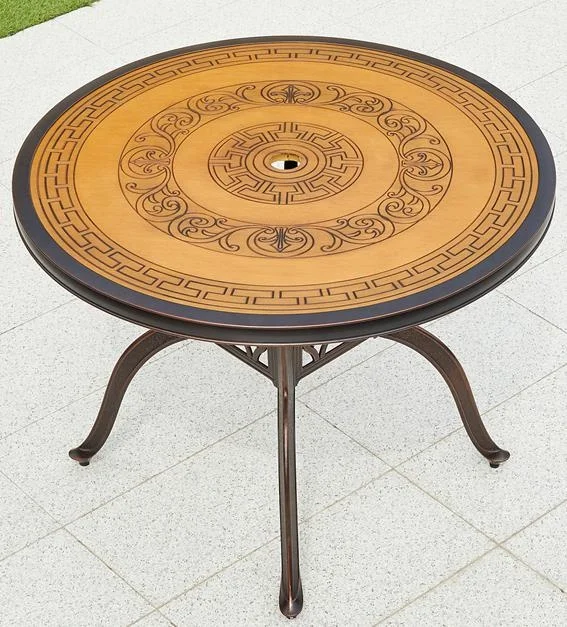 Hot selling outdoor cast aluminum terrace dining set with restaurant tiled tabletop
