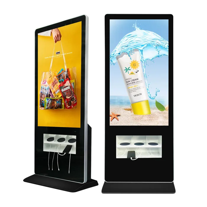 43 55inch floor stand Phone charging digital signage with locker cabinet for hospital or airport.