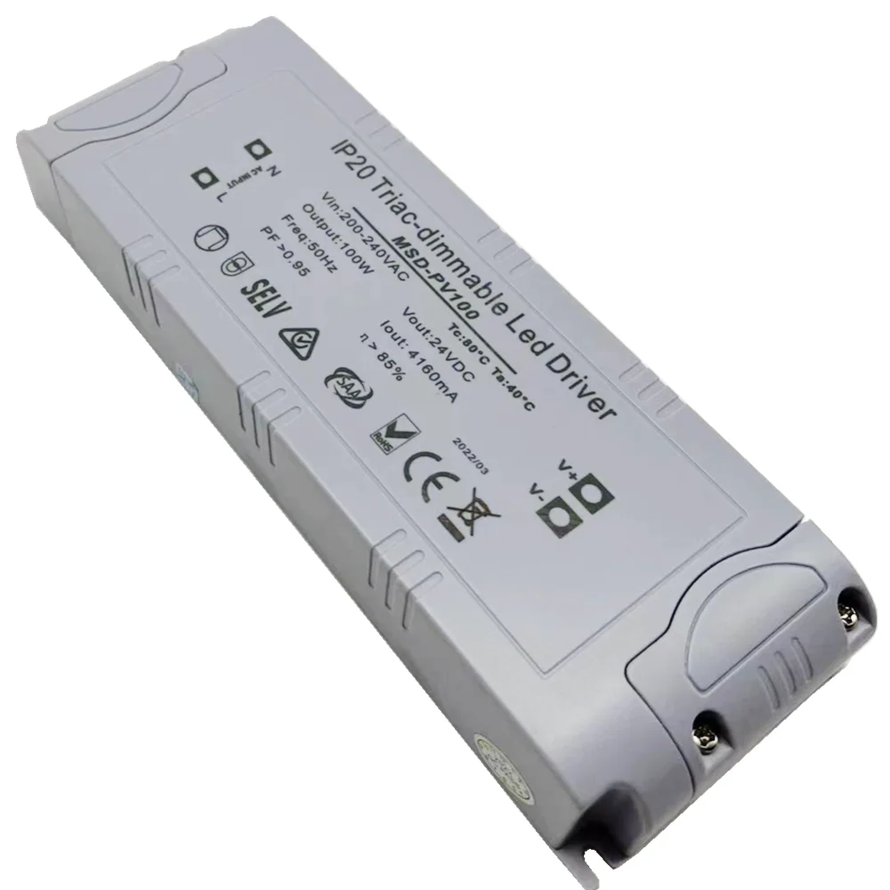 Indoor Triac dimmable 100W Power Supply Constant Voltage 12V 24V Forward Phase and Reverse Phase Cut dimmable Driver