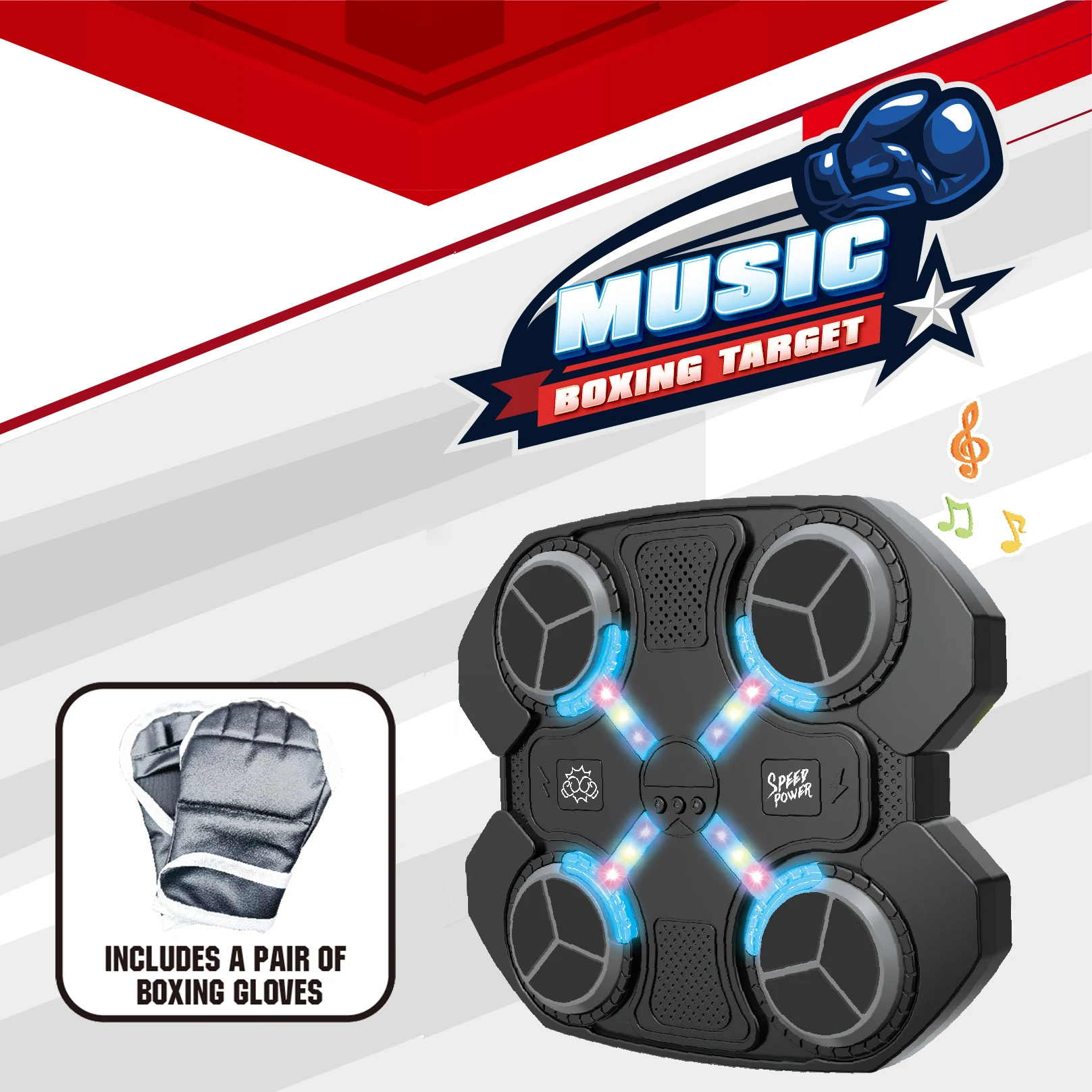 ENJOYSTAR 2024 New Arrival On Wall Boxing Training Machine With Bluetooth Connect Indoor Sport Toy Light Music Boxing Target Set