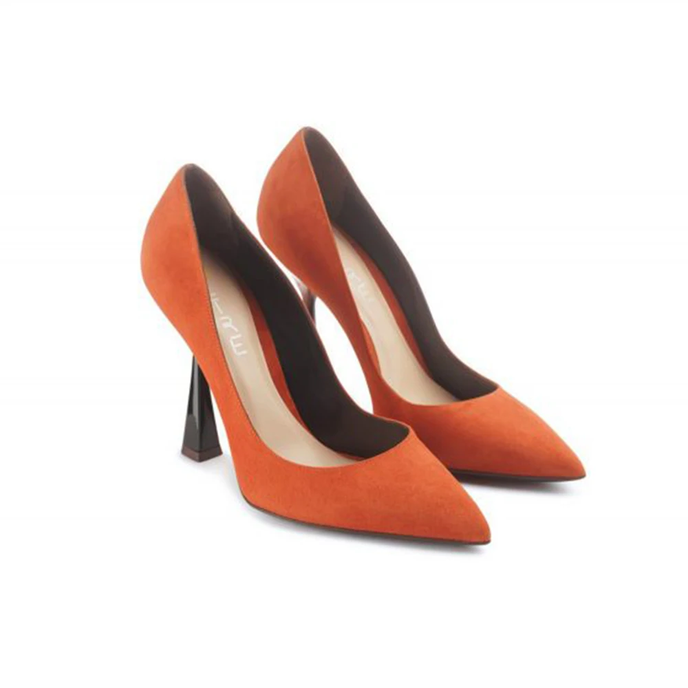 High End Design Trendy Office Shoes Women Heels Pumps Elegant Genuine Leather Pumps Shoes With Pointed Toe