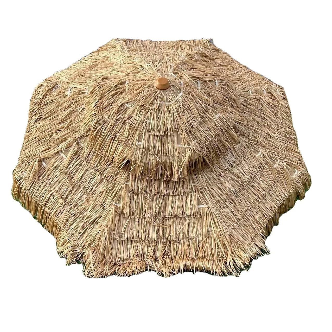 Durable Beach Umbrella Synthetic Thatch Umbrella Fire Wood Anti Outdoor Black Yellow Green Outdoor Furniture Modern Sun Umbrella