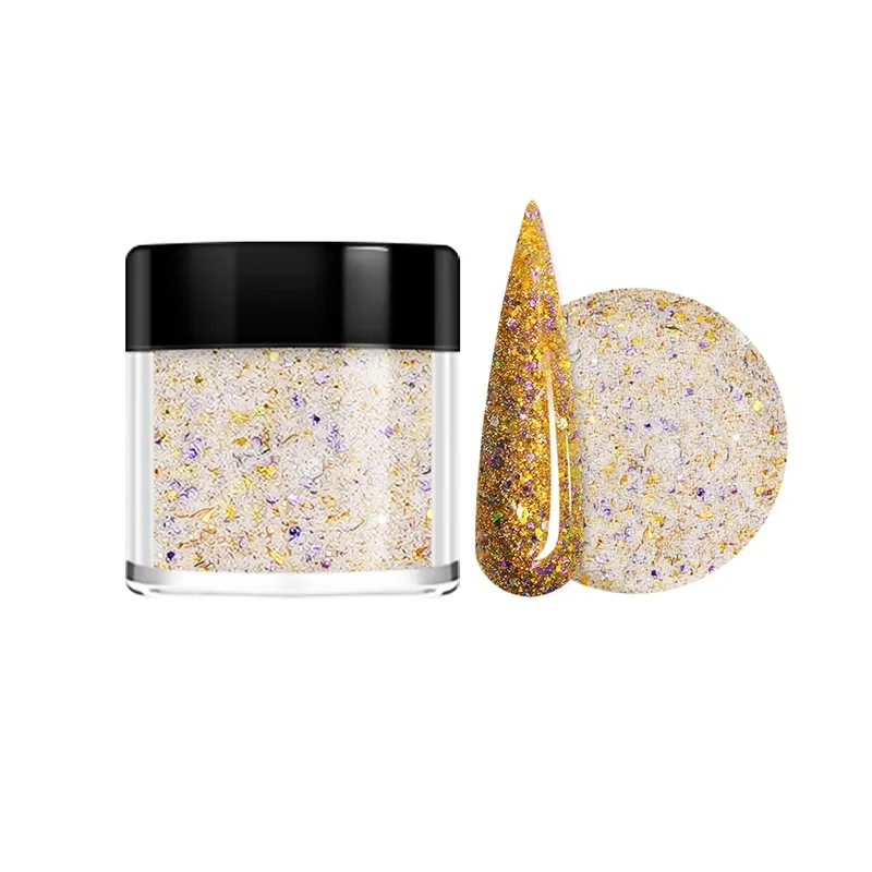 HNDO 2024 Nail art  Acrylic Powder for dipping 3 in 1 Sequin Acrylic Paint Powder Decorative Glitter Powder Nail Polish OEM