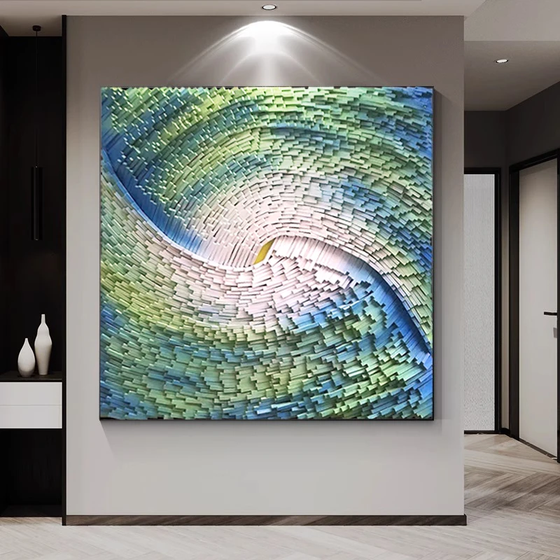 Real three-dimensional painting abstract gradual change modern simple hanging painting designer custom decorative painting