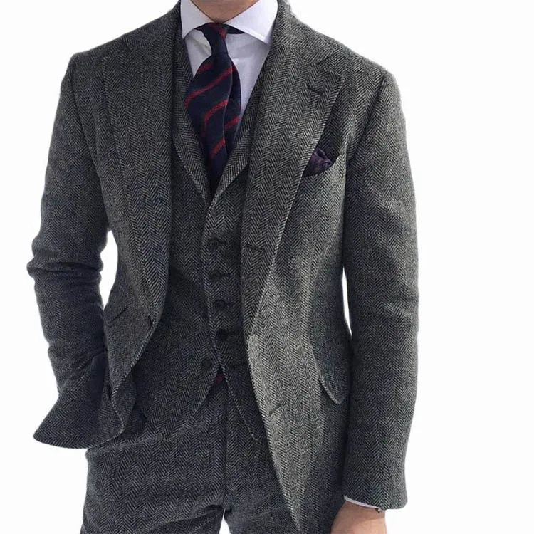 Navy Business suit for men 2022 Groom Wedding Tuxedos Groom Classic Peaked Lapel 2 Pcs  Business Party Suits