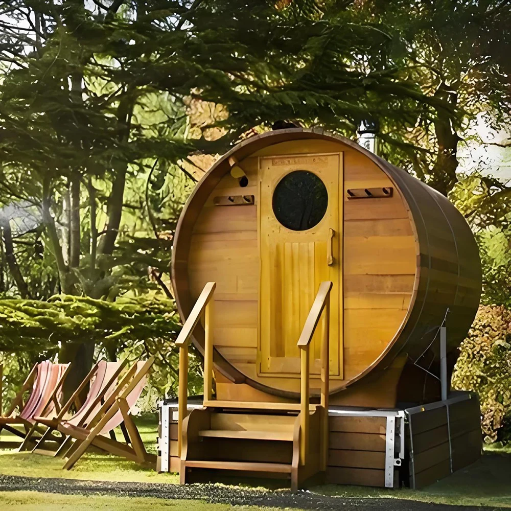 Factory direct wooden dry steam sauna barrel