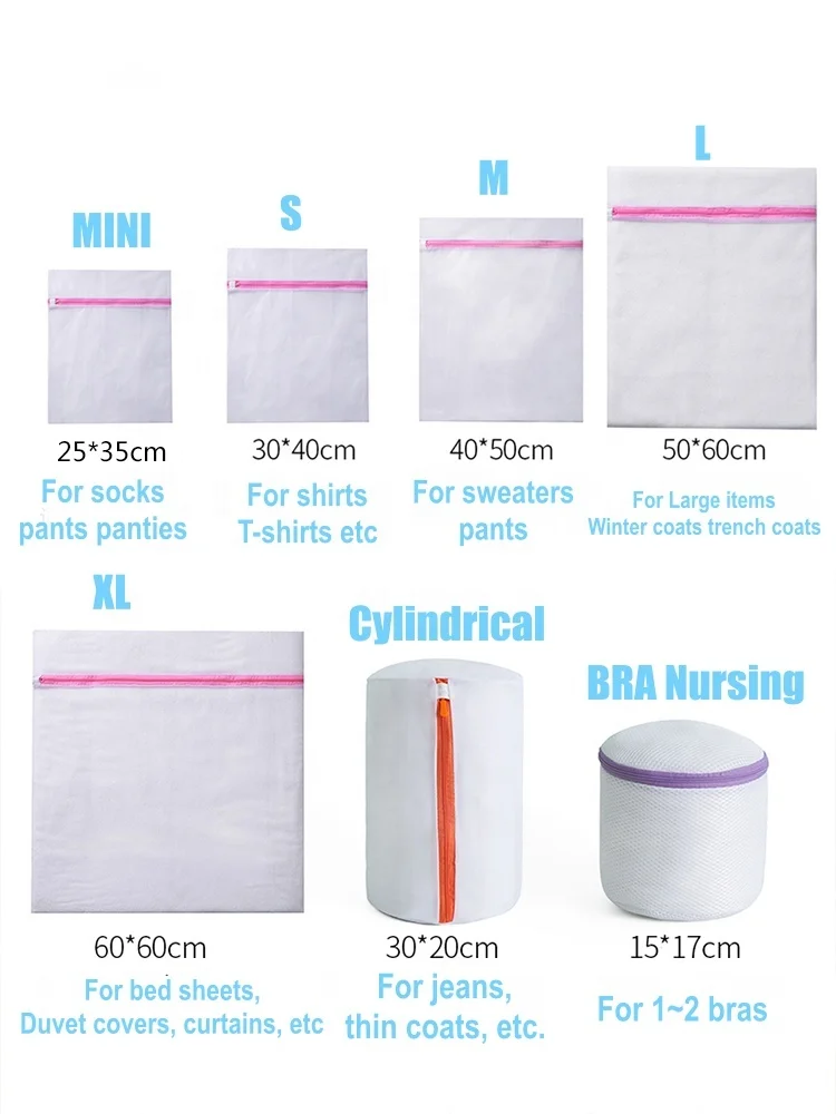 Wholesale modern foldable zipper polyester mesh custom laundry bag