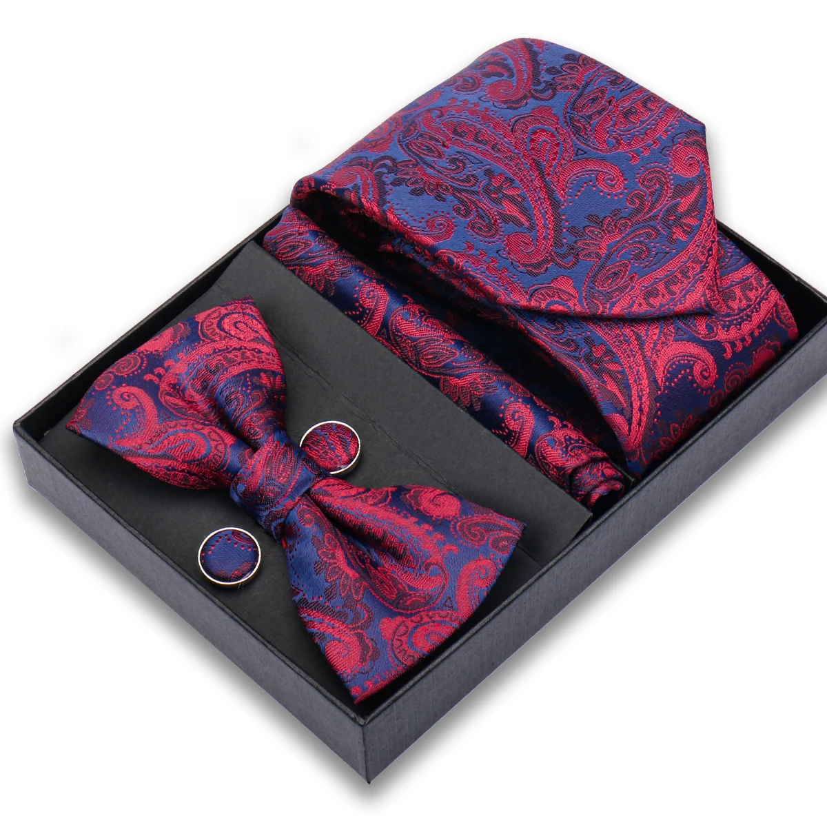 Подарочная коробка галстуки из полиэстера мужские свадебные сувениры подарочный набор галстуков и карманных квадратных запонок от производителя зажим галстук шелковый галстук