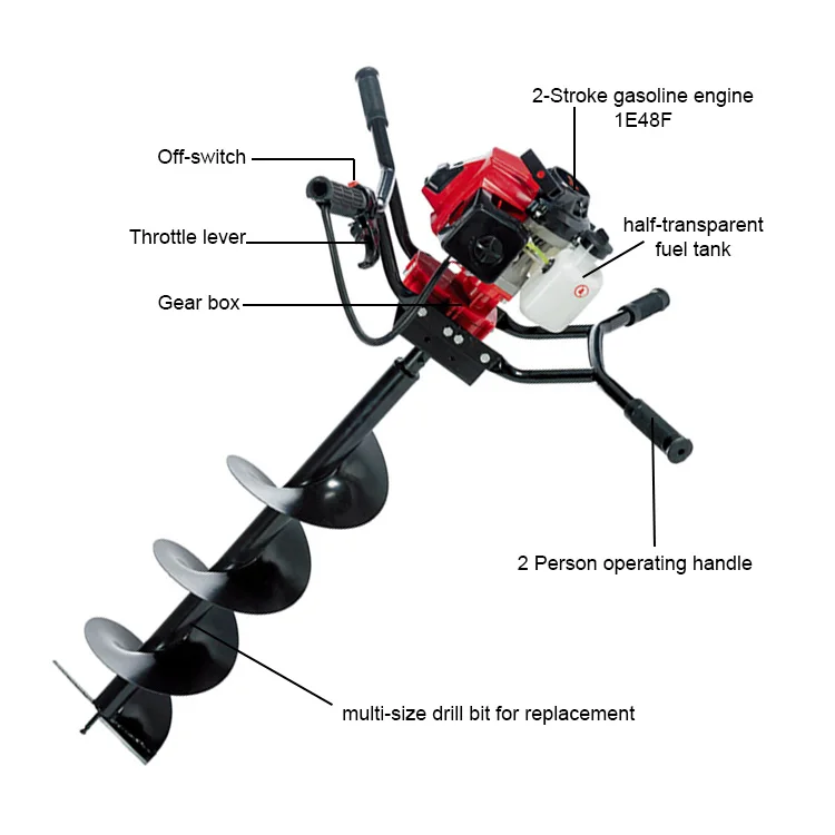 RORX Garden Tools 2 person operating 63cc Ground Drill Earth Auger Hole Digger Planting Machine Farm Auger