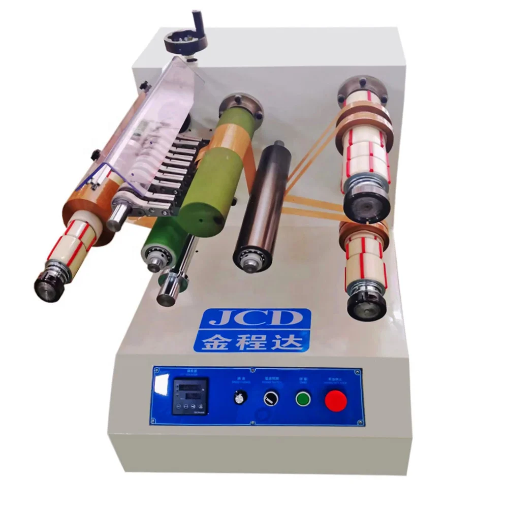 Mini BOPP gum tape roll cutting and rewinding machine