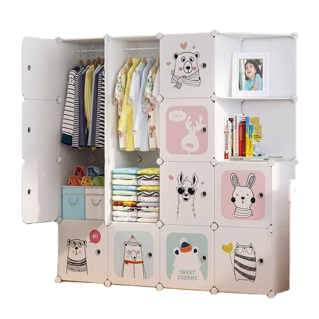 Современный простой домашний шкаф для детской комнаты, детский сборный пластиковый простой шкаф для хранения