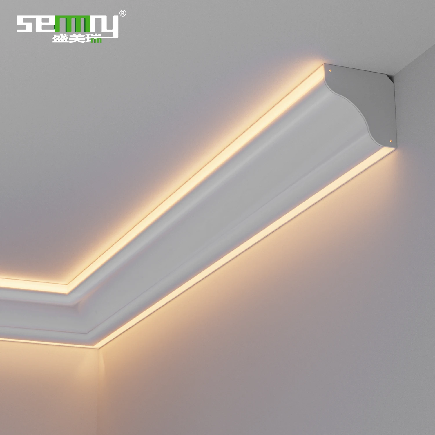 Gypsum LED Cove Light aluminum Profiles Light Corner Shape Modern Ceiling trim for Bedroom Living Room